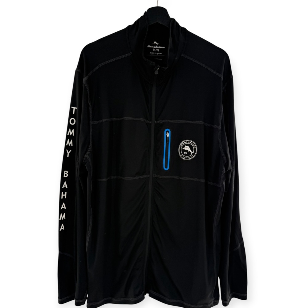 Tommy Bahama Island Active Jacket Mens XL Black UPF30 Full Zip Kakoe Beach